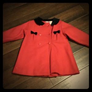 Red and Black pea coat size 24 months